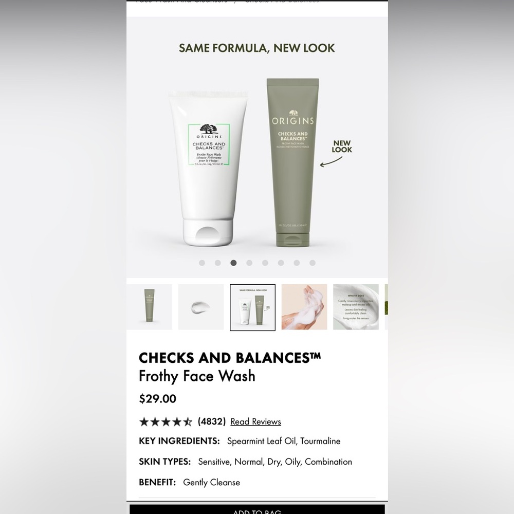 Origins Checks and Balances Face Wash 5oz Brand new sealed in bag FAST SHIPPING! - Picture 3 of 3
